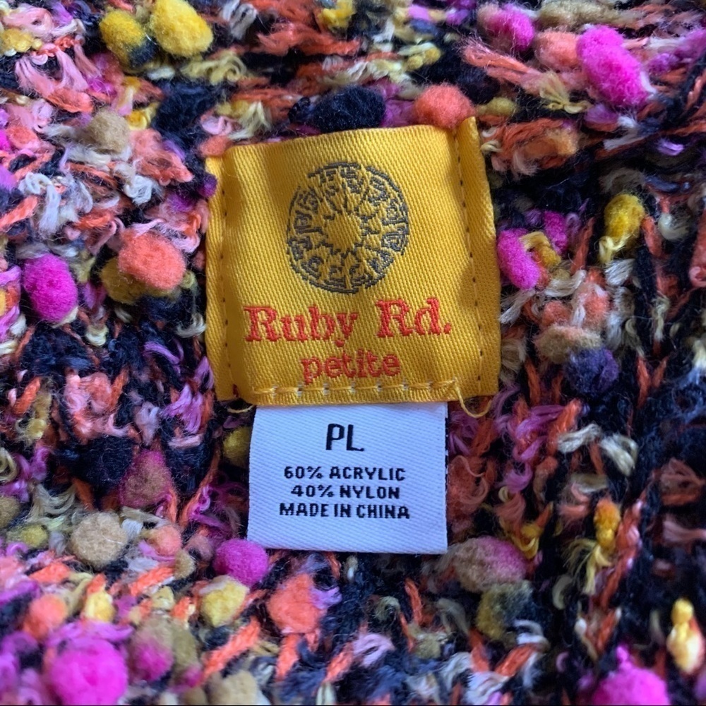 Ruby Rd Multi Color Popcorn Knit Open Front Fring… - image 4